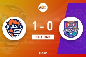 赛程表-半场-青岛海牛1-0天津津门虎 兰克尔-泽破门双方9分钟内3度染黄